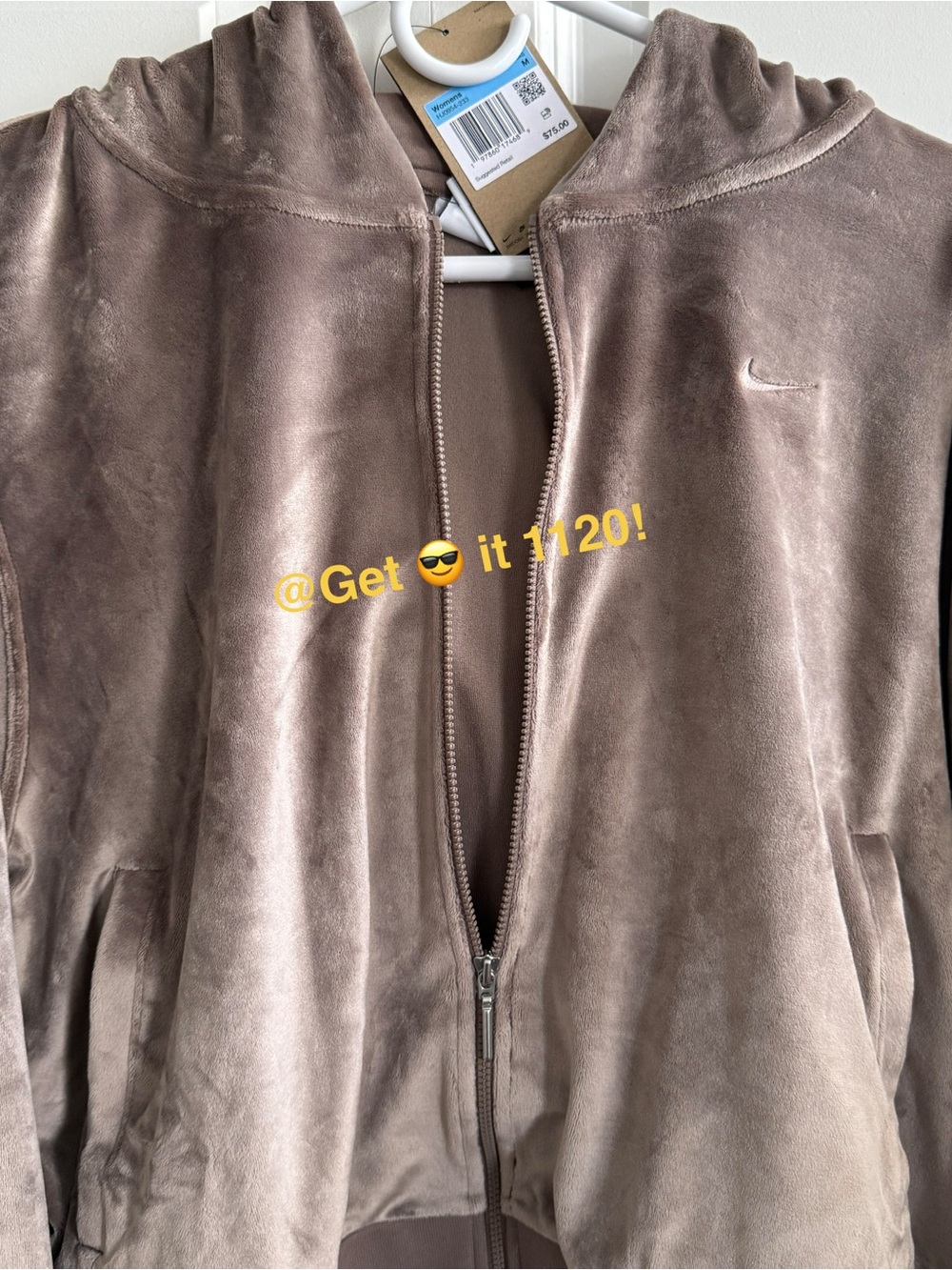 Bundle Nike Chill Knit Women's Velour Full-Zip Hoodie & Velour Trousers Size M - Picture 5 of 16